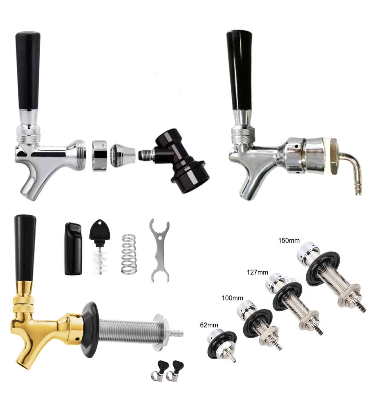 Standard American Style Draft Beer Faucet (Chrome Plated Brass)